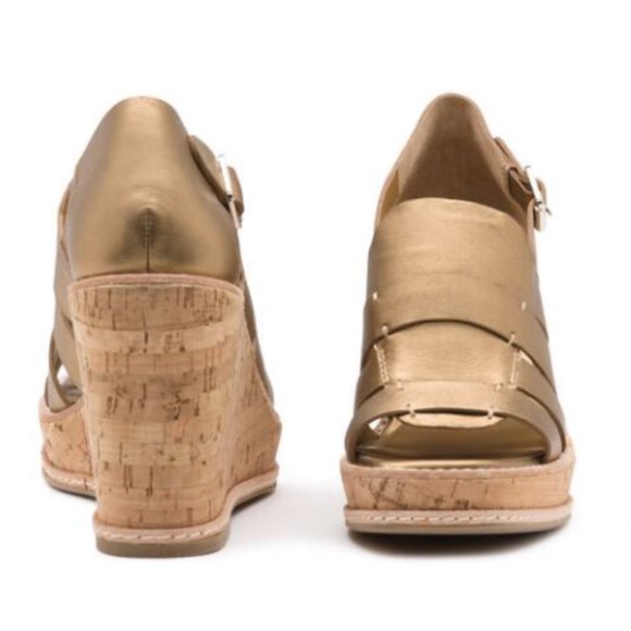 Bronze Chic Strappy Genuine Leather Caged Wedges - Picture 6 of 6